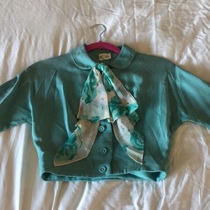 Turquoise vintage crop top and tie